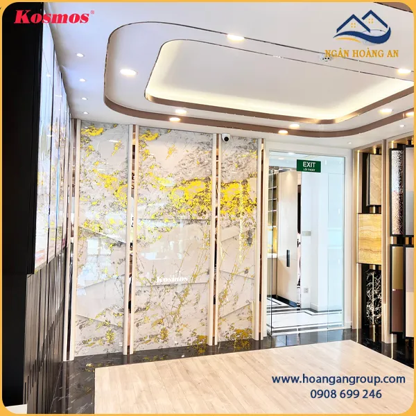 Ốp Vách Trang Trí Bằng Tấm Ốp Đa Năng Sợi Than Tre Dát Vàng