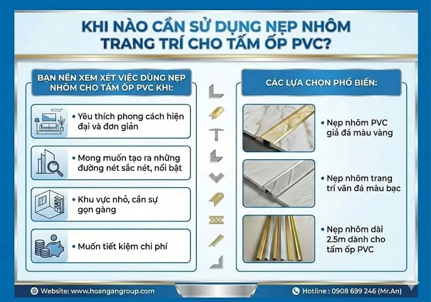 Khi Nào Cần Sử Dụng Nẹp Nhôm Trang Trí Cho Tấm Ốp PVC?