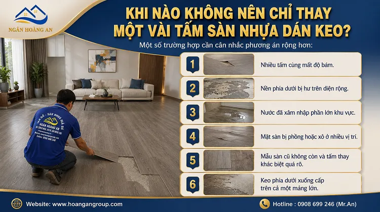 Khi Nào Không Nên Chỉ Thay Một Vài Tấm Sàn Nhựa Dán Keo?