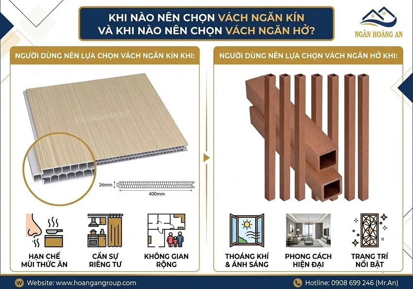Khi Nào Nên Chọn Vách Ngăn Kín Và Khi Nào Nên Chọn Vách Ngăn Hở?