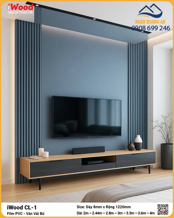Kho Tấm Ốp CL-1 Vân Vải Bố Ghi Xanh Cắt Theo Yêu Cầu