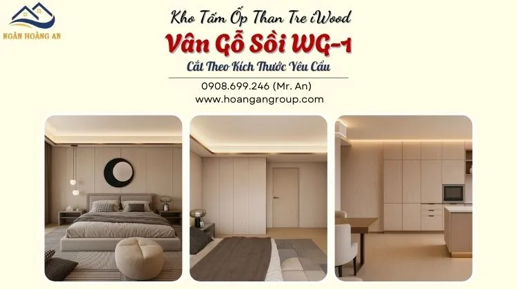 Kho Tấm Ốp Than Tre iWood Vân Gỗ Sồi WG-1 Cắt Theo Kích Thước Yêu Cầu