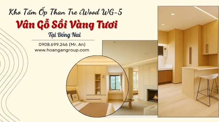 Kho Tấm Ốp Than Tre iWood WG-5 Vân Gỗ Sồi Vàng Tươi Tại Đồng Nai Kho Tấm Ốp Than Tre iWood WG-5 Vân Gỗ Sồi Vàng Tươi Tại Đồng Nai