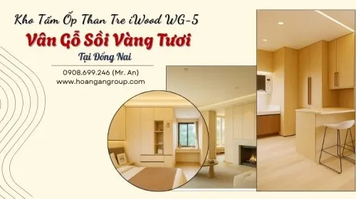 Kho Tấm Ốp Than Tre iWood WG-5 Vân Gỗ Sồi Vàng Tươi Tại Đồng Nai