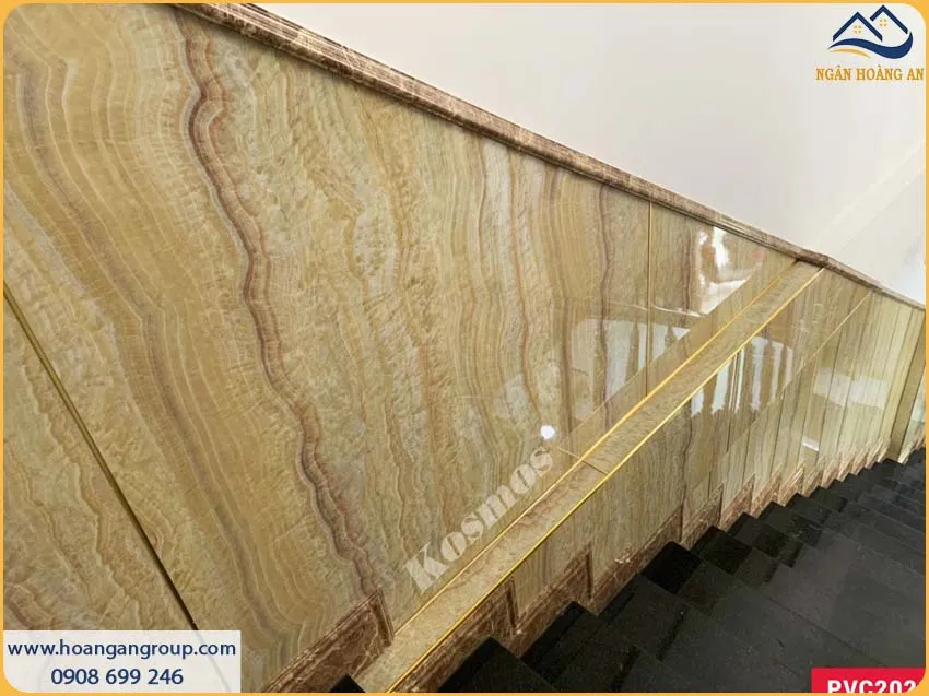 Mẫu Ốp Tường Lamri PVC Giả Đá Phù Hợp Cầu Thang Hiện Đại Mẫu Ốp Tường Lamri PVC Giả Đá Phù Hợp Cầu Thang Hiện Đại