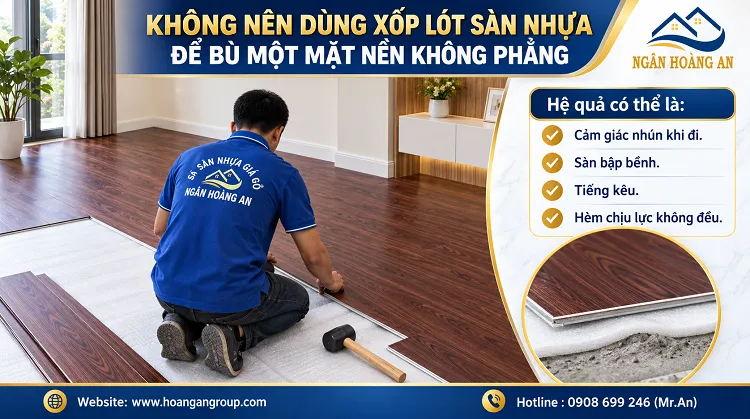 Không Nên Dùng Xốp Lót Sàn Nhựa Để Bù Một Mặt Nền Không Phẳng