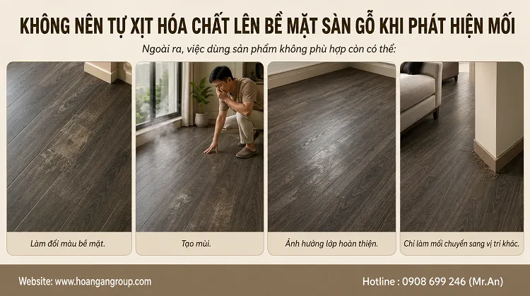 Không Nên Tự Xịt Hóa Chất Lên Bề Mặt Sàn Gỗ Khi Phát Hiện Mối Không Nên Tự Xịt Hóa Chất Lên Bề Mặt Sàn Gỗ Khi Phát Hiện Mối