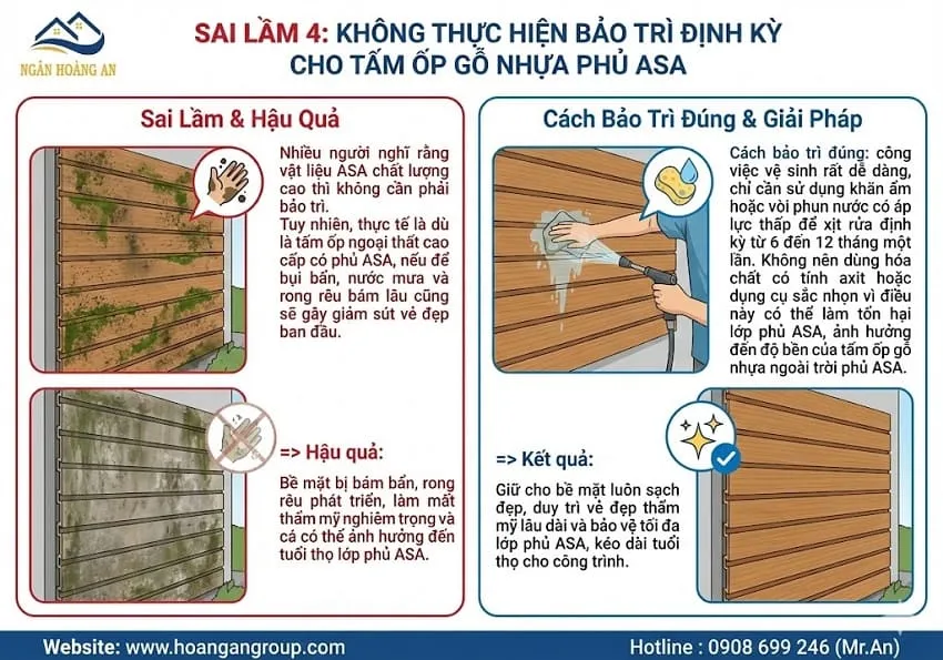 Sai Lầm 4: Không Thực Hiện Bảo Trì Định Kỳ Cho Tấm Ốp Gỗ Nhựa Phủ ASA
