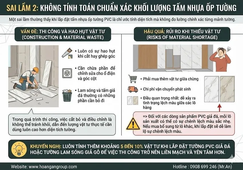 Sai Lầm 2: Không Tính Toán Chuẩn Xác Khối Lượng Tấm Nhựa Ốp Tường Sai Lầm 2: Không Tính Toán Chuẩn Xác Khối Lượng Tấm Nhựa Ốp Tường