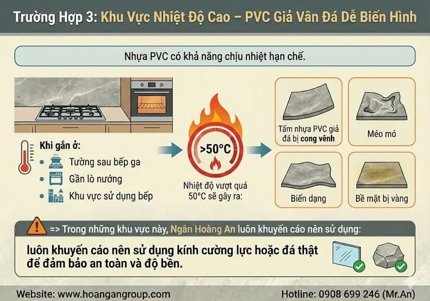 Trường Hợp 3: Khu Vực Nhiệt Độ Cao – PVC Giả Vân Đá Dễ Biến Hình