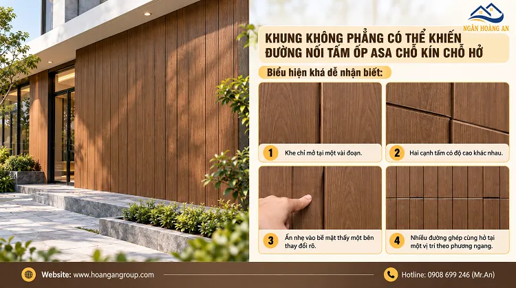 Khung Không Phẳng Có Thể Khiến Đường Nối Tấm Ốp ASA Chỗ Kín Chỗ Hở Khung Không Phẳng Có Thể Khiến Đường Nối Tấm Ốp ASA Chỗ Kín Chỗ Hở