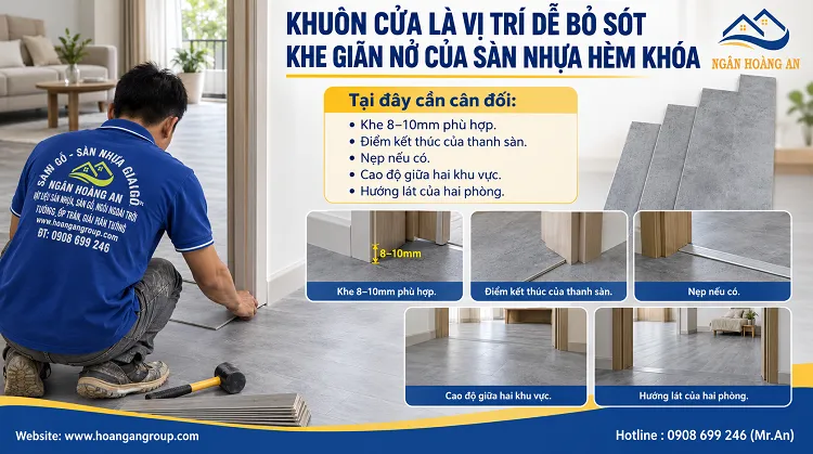 Khuôn Cửa Là Vị Trí Dễ Bỏ Sót Khe Giãn Nở Của Sàn Nhựa Hèm Khóa