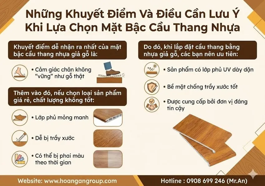 Những Khuyết Điểm Và Điều Cần Lưu Ý Khi Lựa Chọn Mặt Bậc Cầu Thang Nhựa