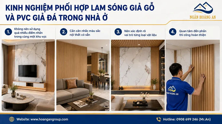Kinh Nghiệm Phối Hợp Lam Sóng Giả Gỗ Và PVC Giả Đá Trong Nhà Ở