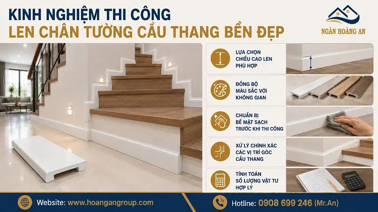 Kinh Nghiệm Thi Công Len Chân Tường Cầu Thang Bền Đẹp