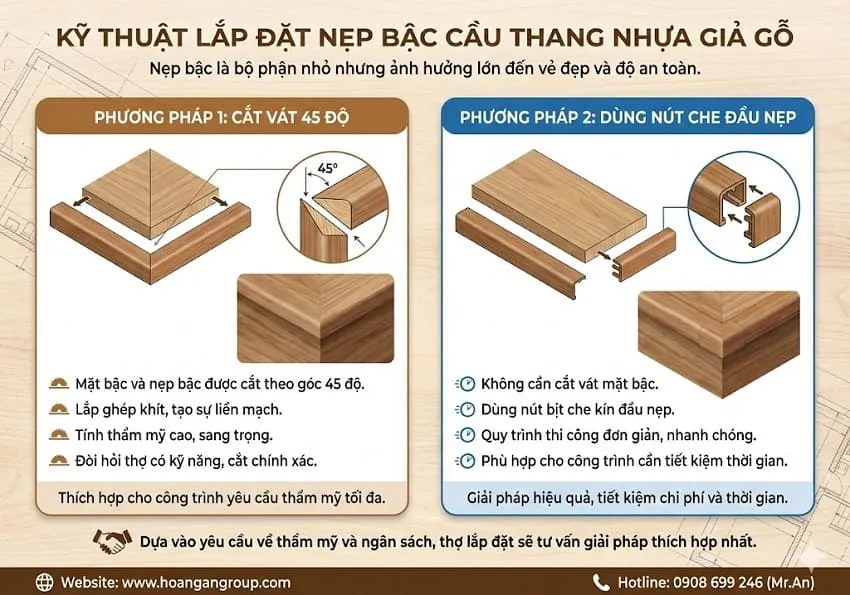 Kỹ Thuật Lắp Đặt Nẹp Bậc Cầu Thang Nhựa Giả Gỗ