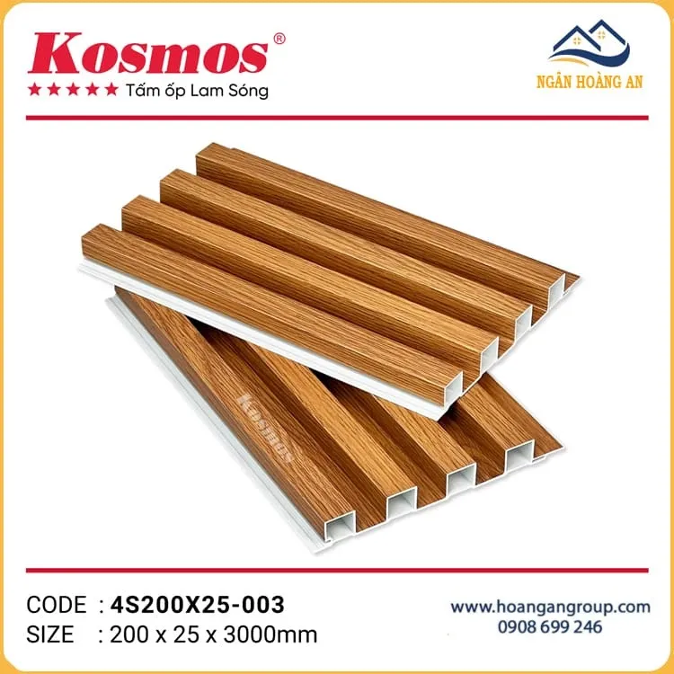 Lam 3 Sóng Cao Nhựa Giả Gỗ Ốp Tường Kosmos 4S200X25-003