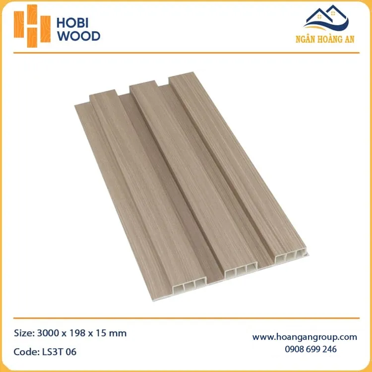 Lam 3 Sóng Thấp Nhựa Giả Gỗ Hobiwood LS3T-06 Lam 3 Sóng Thấp Nhựa Giả Gỗ Hobiwood LS3T-06