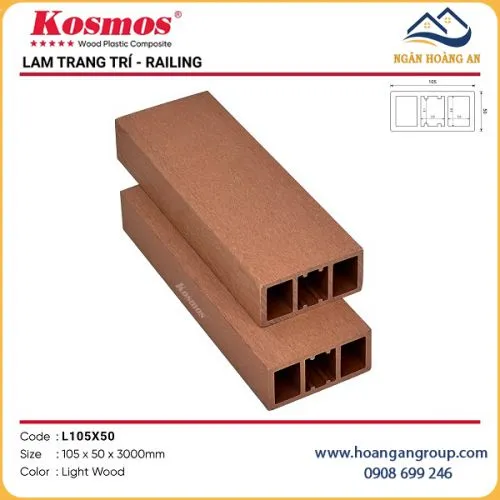Thanh Lam Gỗ Nhựa Ngoài Trời Kosmos L105x50 Light Wood