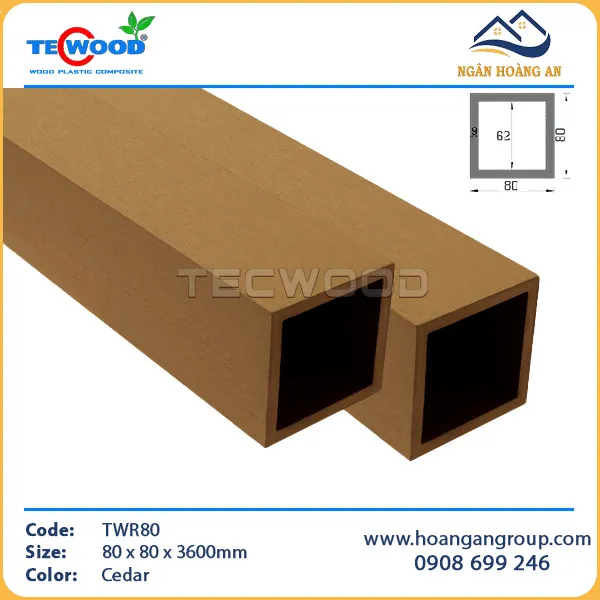 Thanh Lam Hộp Gỗ Nhựa Ngoài Trời TecWood TWR80 Cedar Thanh Lam Hộp Gỗ Nhựa Ngoài Trời TecWood TWR80 Cedar