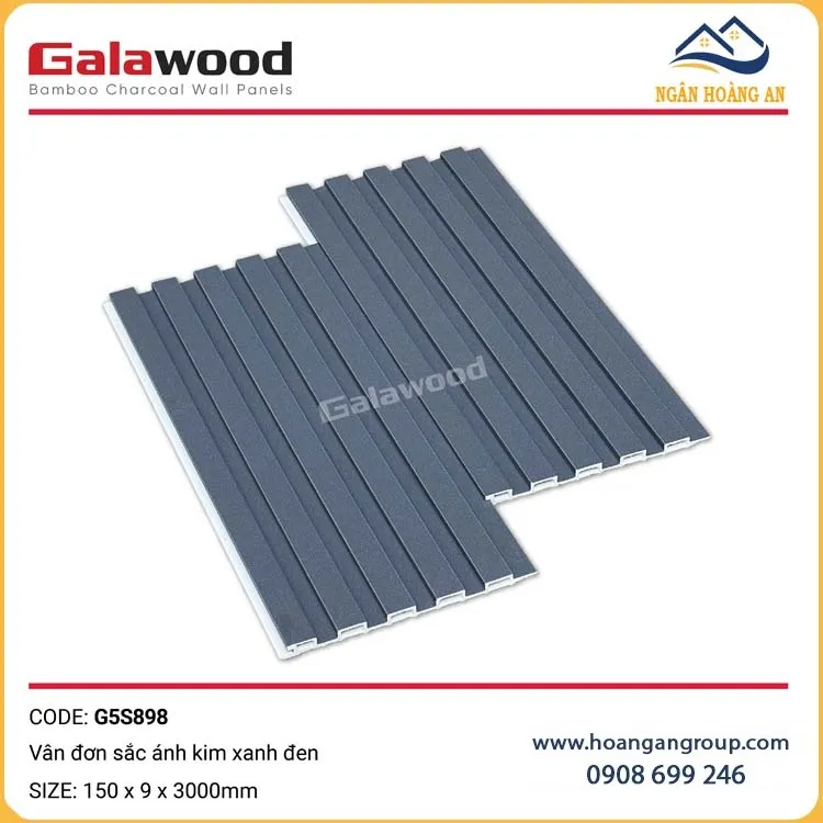 Tấm Lam Sóng Than Tre Vân Đơn Sắc Ánh Kim Xanh Đen Galawood G5S898