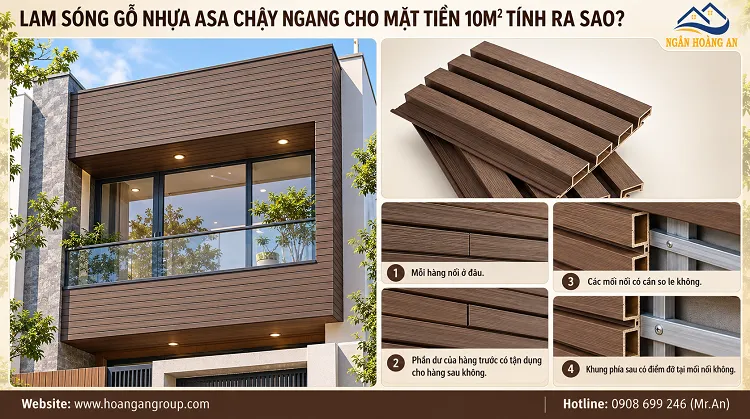 Lam Sóng Gỗ Nhựa ASA Chạy Ngang Cho Mặt Tiền 10m² Tính Ra Sao?