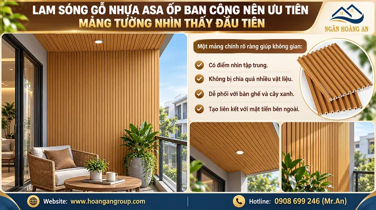 Lam Sóng Gỗ Nhựa ASA Ốp Ban Công Nên Ưu Tiên Mảng Tường Nhìn Thấy Đầu Tiên