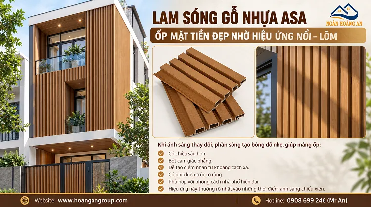 Lam Sóng Gỗ Nhựa ASA Ốp Mặt Tiền Đẹp Nhờ Hiệu Ứng Nổi – Lõm