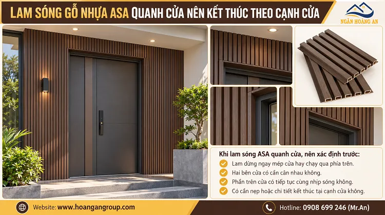 Lam Sóng Gỗ Nhựa ASA Quanh Cửa Nên Kết Thúc Theo Cạnh Cửa