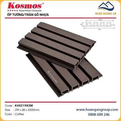 Lam Sóng Gỗ Nhựa Ngoài Trời Kosmos K4S219X3M Coffee Dài 3m