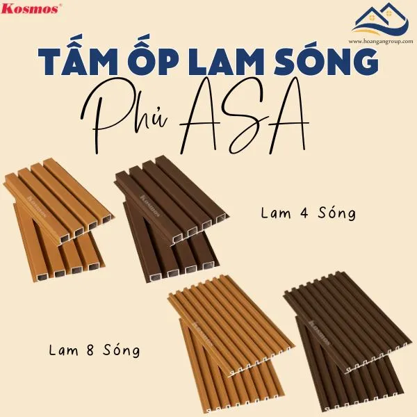 Tấm Ốp Lam Sóng Gỗ Nhựa Ngoài Trời Kosmos Phủ ASA 