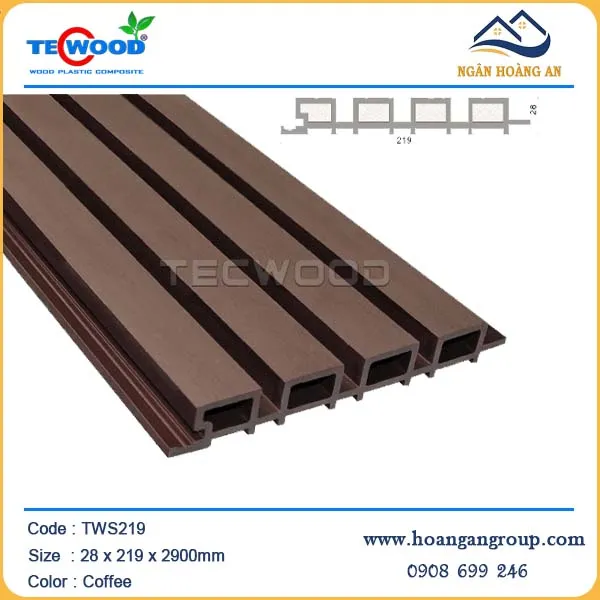 Tấm Ốp Lam Sóng Gỗ Nhựa Ngoài Trời Tecwood TWS219 Coffee