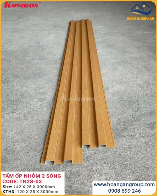 Lam Sóng Nhôm Ốp Trần Kosmos TN2S-03 Vân Gỗ Vàng Sồi