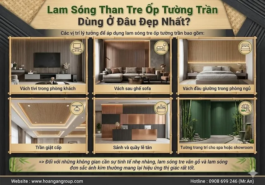 Lam Sóng Than Tre Ốp Tường Trần Dùng Ở Đâu Đẹp Nhất? Lam Sóng Than Tre Ốp Tường Trần Dùng Ở Đâu Đẹp Nhất?
