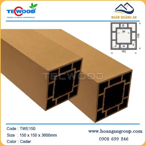 Lam Trụ Pergola Gỗ Nhựa Ngoài Trời Techwood TWE150 Cedar