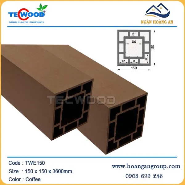 Lam Trụ Pergola Gỗ Nhựa Ngoài Trời Techwood TWE150 Coffee Lam Trụ Pergola Gỗ Nhựa Ngoài Trời Techwood TWE150 Coffee