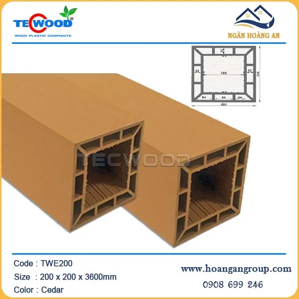 Lam Trụ Pergola Gỗ Nhựa Ngoài Trời Techwood TWE200 Cedar