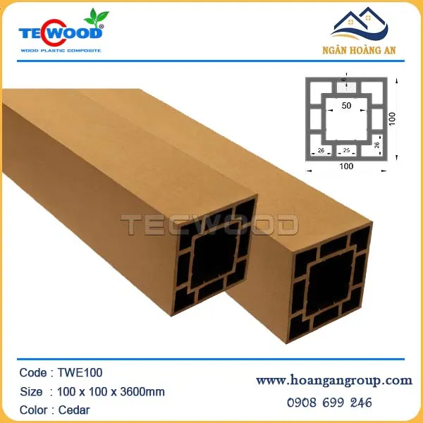 Lam Trụ Pergola Gỗ Nhựa Ngoài Trời Techwood TWE100 Cedar