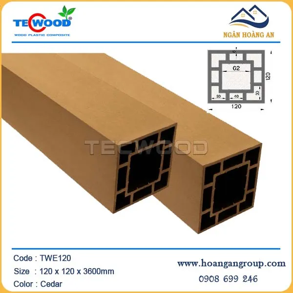 Lam Trụ Pergola Gỗ Nhựa Ngoài Trời Techwood TWE120 Cedar
