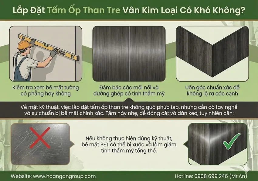 Lắp Đặt Tấm Ốp Than Tre Vân Kim Loại Có Khó Không? Lắp Đặt Tấm Ốp Than Tre Vân Kim Loại Có Khó Không?
