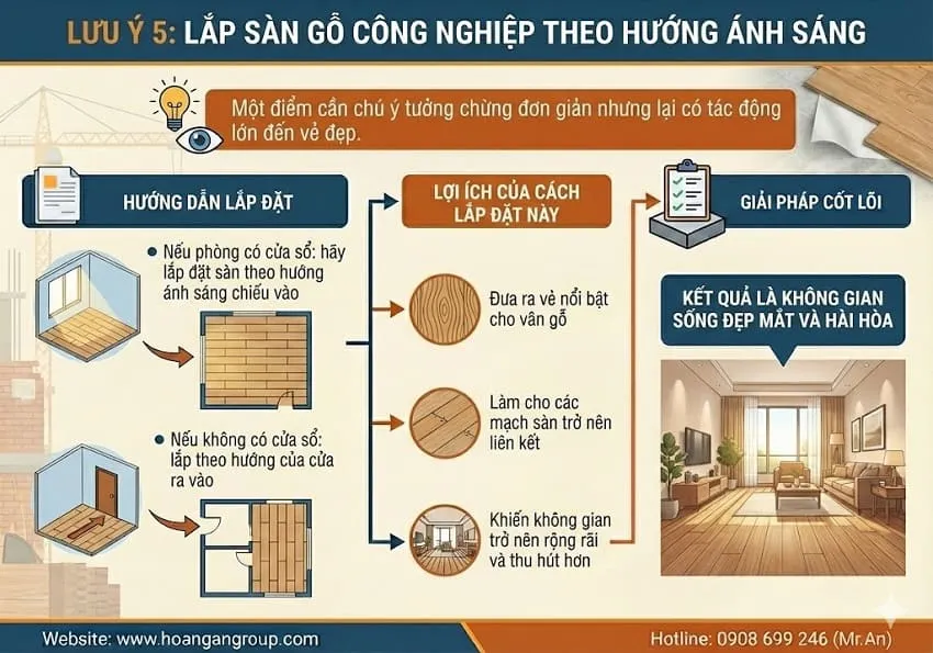 Lưu Ý 5: Lắp Sàn Gỗ Công Nghiệp Theo Hướng Ánh Sáng Lưu Ý 5: Lắp Sàn Gỗ Công Nghiệp Theo Hướng Ánh Sáng