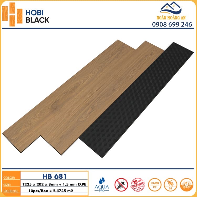 Lát Sàn Gỗ Công Nghiêp 8mm Hobi Black HB681