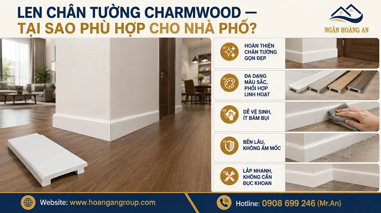 Len Chân Tường Charmwood — Tại Sao Phù Hợp Cho Nhà Phố? Len Chân Tường Charmwood — Tại Sao Phù Hợp Cho Nhà Phố?