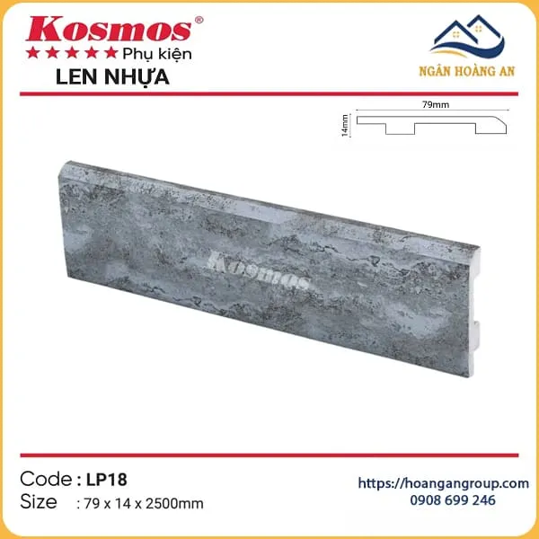 Len Chân Tường Nhựa Kosmos Giả Bê Tông 79mm LP18 Tại Thuận An Len Chân Tường Nhựa Kosmos Giả Bê Tông 79mm LP18 Tại Thuận An