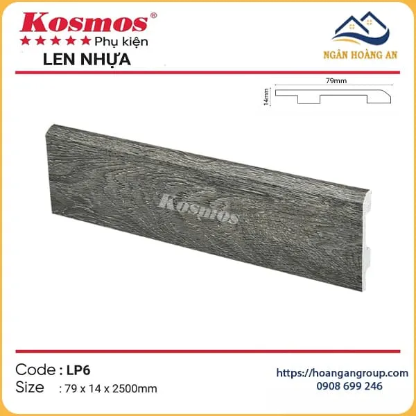 Len Chân Tường Nhựa Giả Gỗ Kosmos LP6 Tại Dĩ An Bình Dương