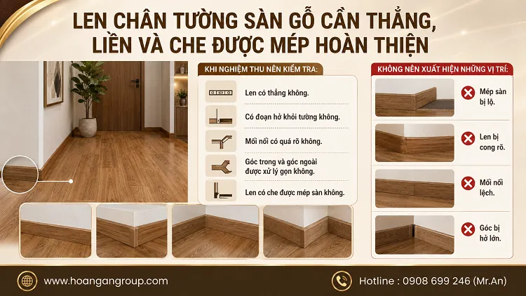 Len Chân Tường Sàn Gỗ Cần Thẳng, Liền Và Che Được Mép Hoàn Thiện