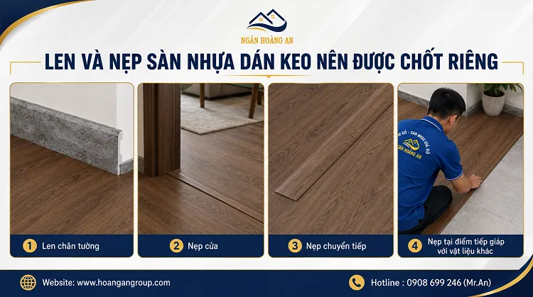 Len Và Nẹp Sàn Nhựa Dán Keo Nên Được Chốt Riêng Len Và Nẹp Sàn Nhựa Dán Keo Nên Được Chốt Riêng
