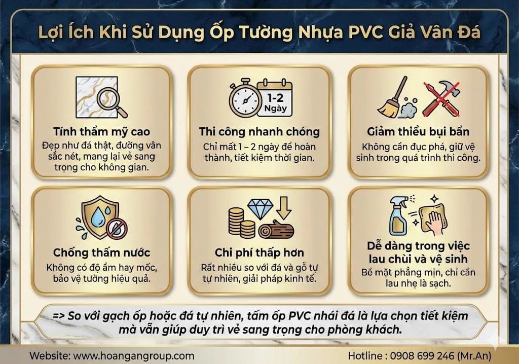 Lợi Ích Khi Sử Dụng Ốp Tường Nhựa PVC Giả Vân Đá