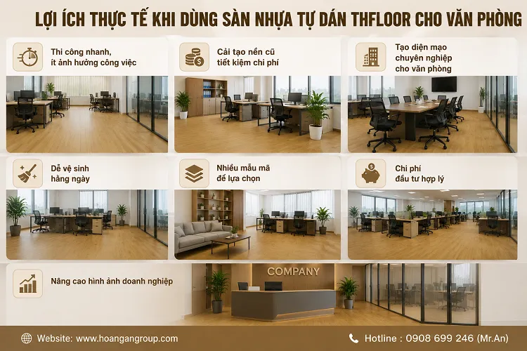 Lợi Ích Thực Tế Khi Dùng Sàn Nhựa Tự Dán THFLoor Cho Văn Phòng Phường Tân Hưng
