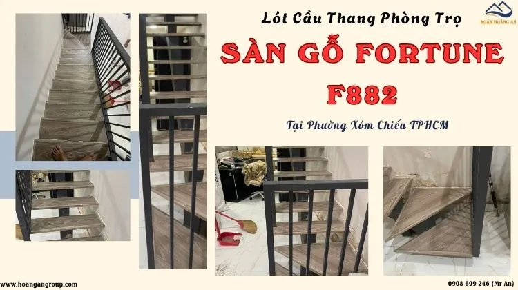 Lót Cầu Thang Phòng Trọ Bằng Sàn Gỗ Fortune F882 Tại Phường Xóm Chiếu TPHCM